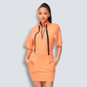 BRAND NEW w/ Tags - Privy Orange Jumpsuit Dress with Black Zipper - Small